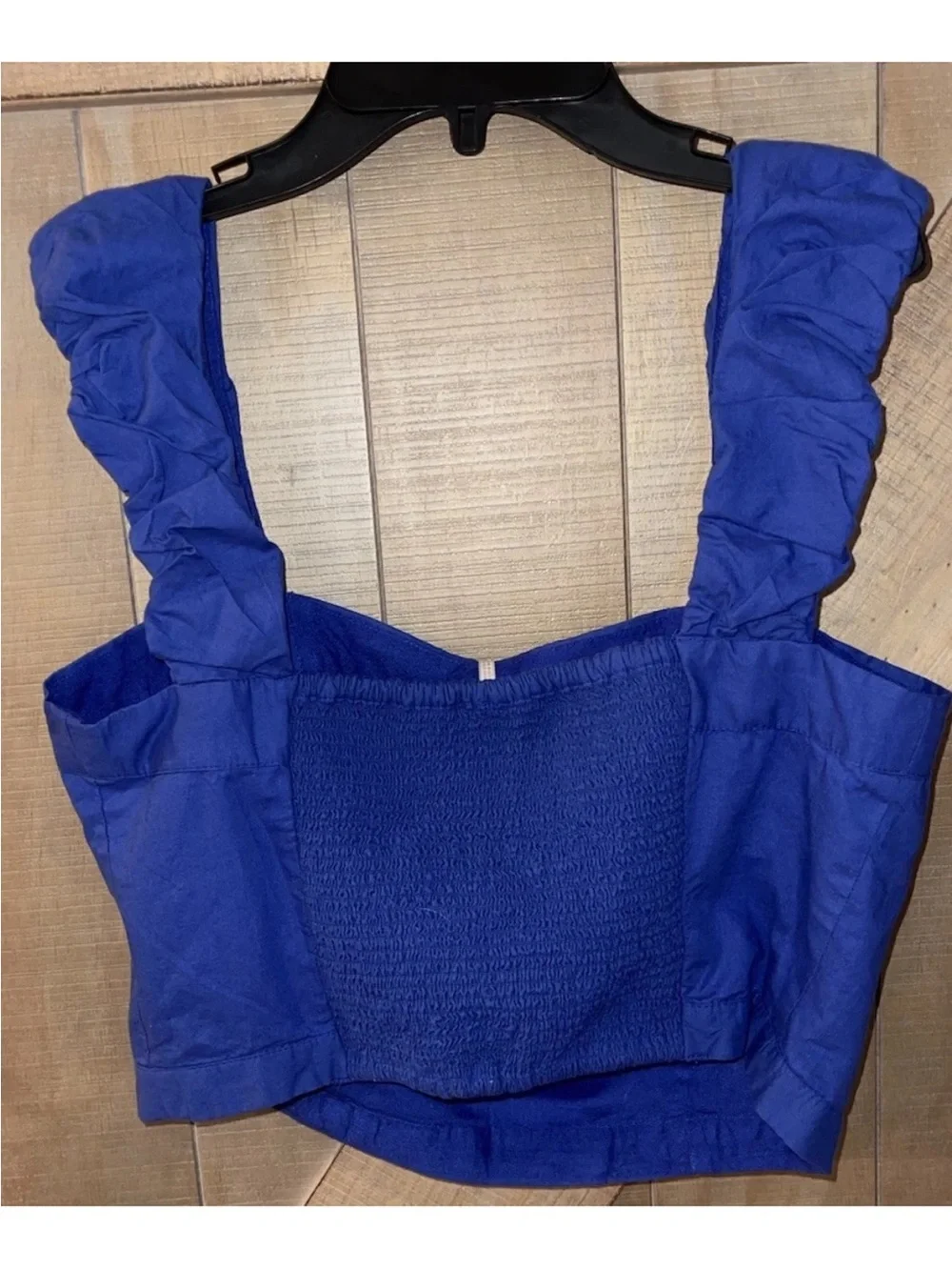 Free People Square Neck Cap Sleeve Crop Top in Blue